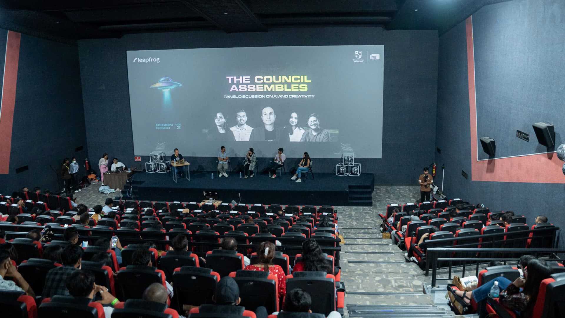 Saroj Shahi presenting at Design Disco volume 3, view from the audience