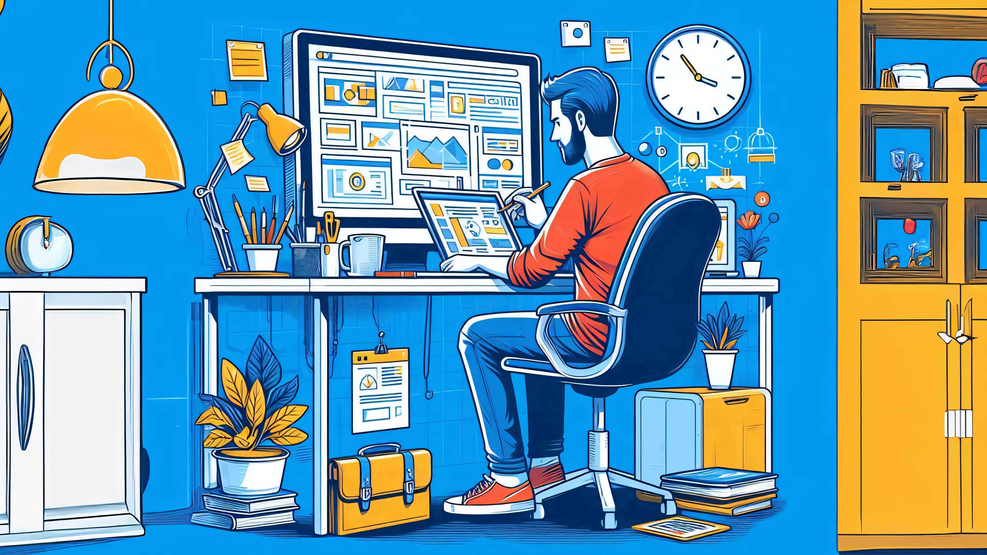 Illustration of a person working in this desk